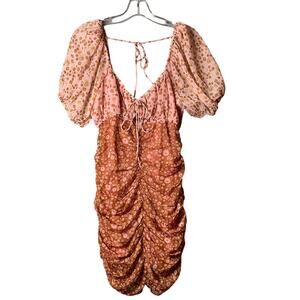 Free People Pink and Orange Floral Mini Dress